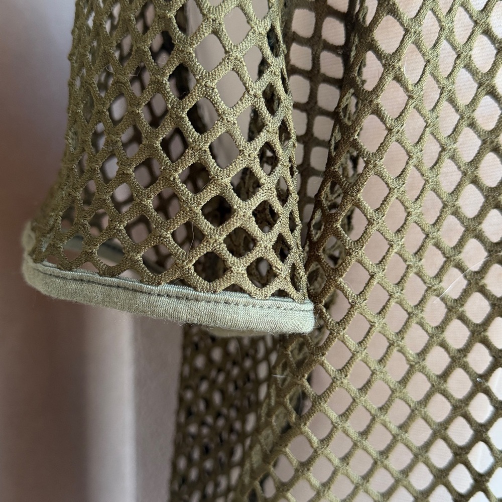 Olive Mesh Fishnet Men’s Short Sleeve Top, New Without Tags - Picture 5 of 7